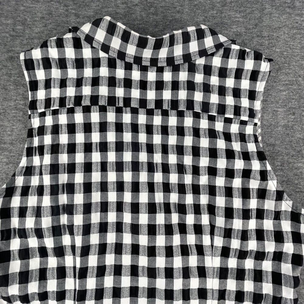 Maeve Anthropologie Gingham Wrap Sleeveless Top 16 Black White Blouse Summer - Picture 11 of 13